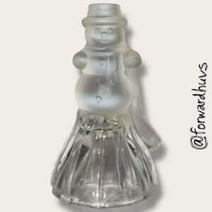 Crystal Clear Frosted Glass Snowman Figurine Taiwan 4.75”